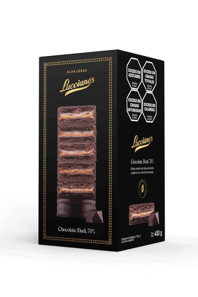 ALFAJOR DE CHOCOLATE DARK AL 70 CAJA x6 UNIDADES