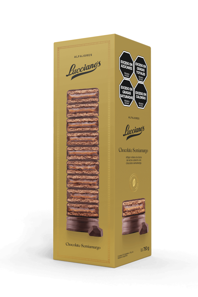 ALFAJOR DE CHOCOLATE SEMIAMARGO CAJA x10 UNIDADES