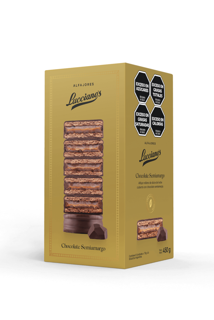 ALFAJOR DE CHOCOLATE SEMIAMARGO CAJA x6 UNIDADES